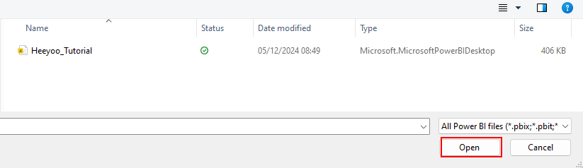 Open pbix file Power BI
