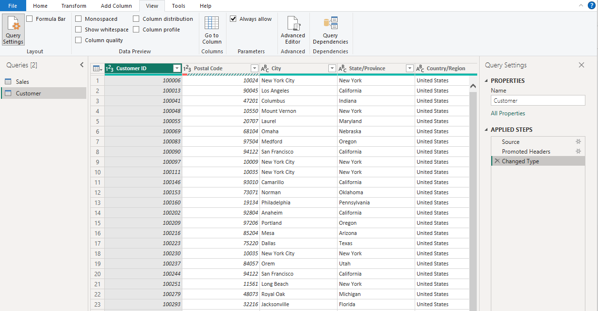 Promoted Headers Power BI