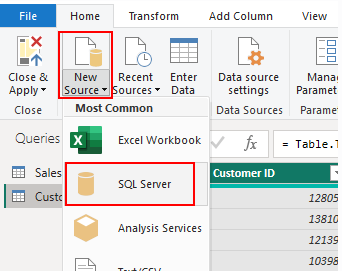 Connect SQL Server Power BI