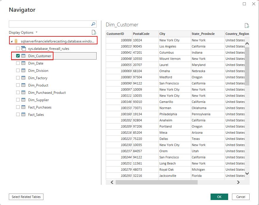 SQL Server Dim Customer Power BI