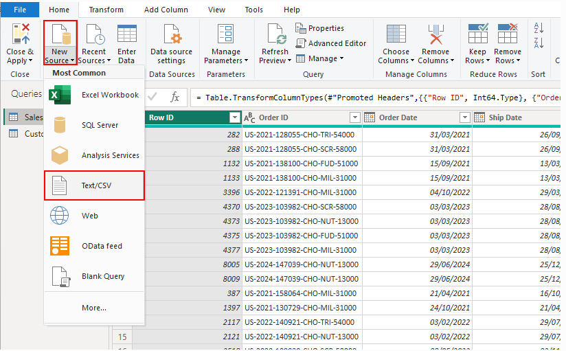 New source Power BI
