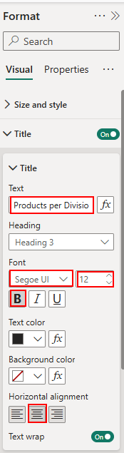 Format title Matrix Power BI