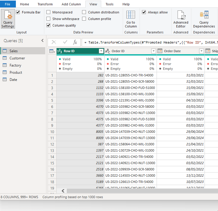 Profiling entire dataset Power BI