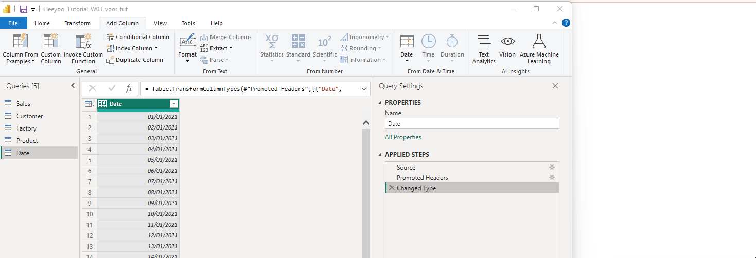 Transform vs Add Start of Month Power BI