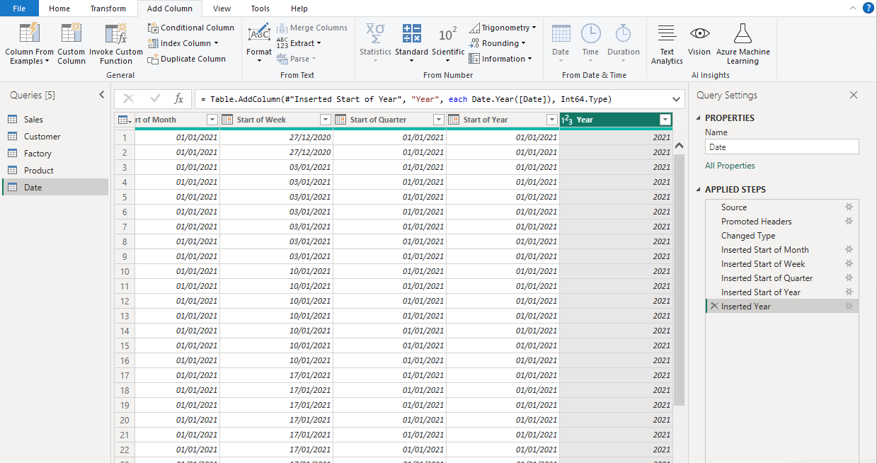 Add and remove columms Power BI