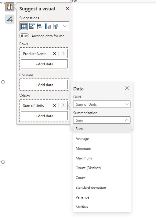 uncat Implicit measure Power BI