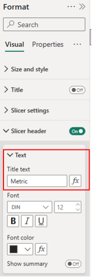title text metric