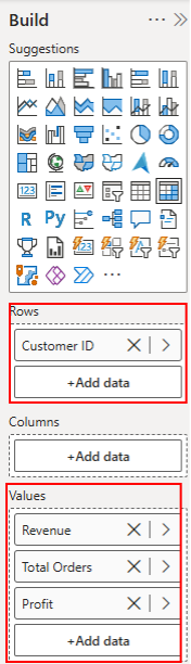 build menu power bi