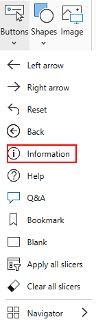 information button power BI