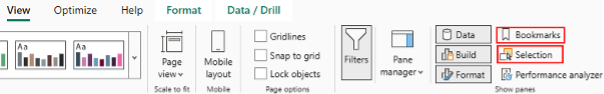 open bookmarks and selection power bi